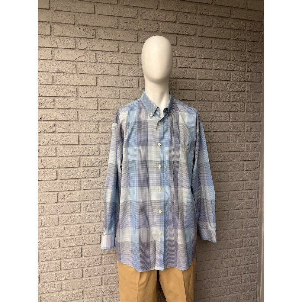Orvis Men’s Blue Plaid Long Sleeve Button Down Shirt Size XXL